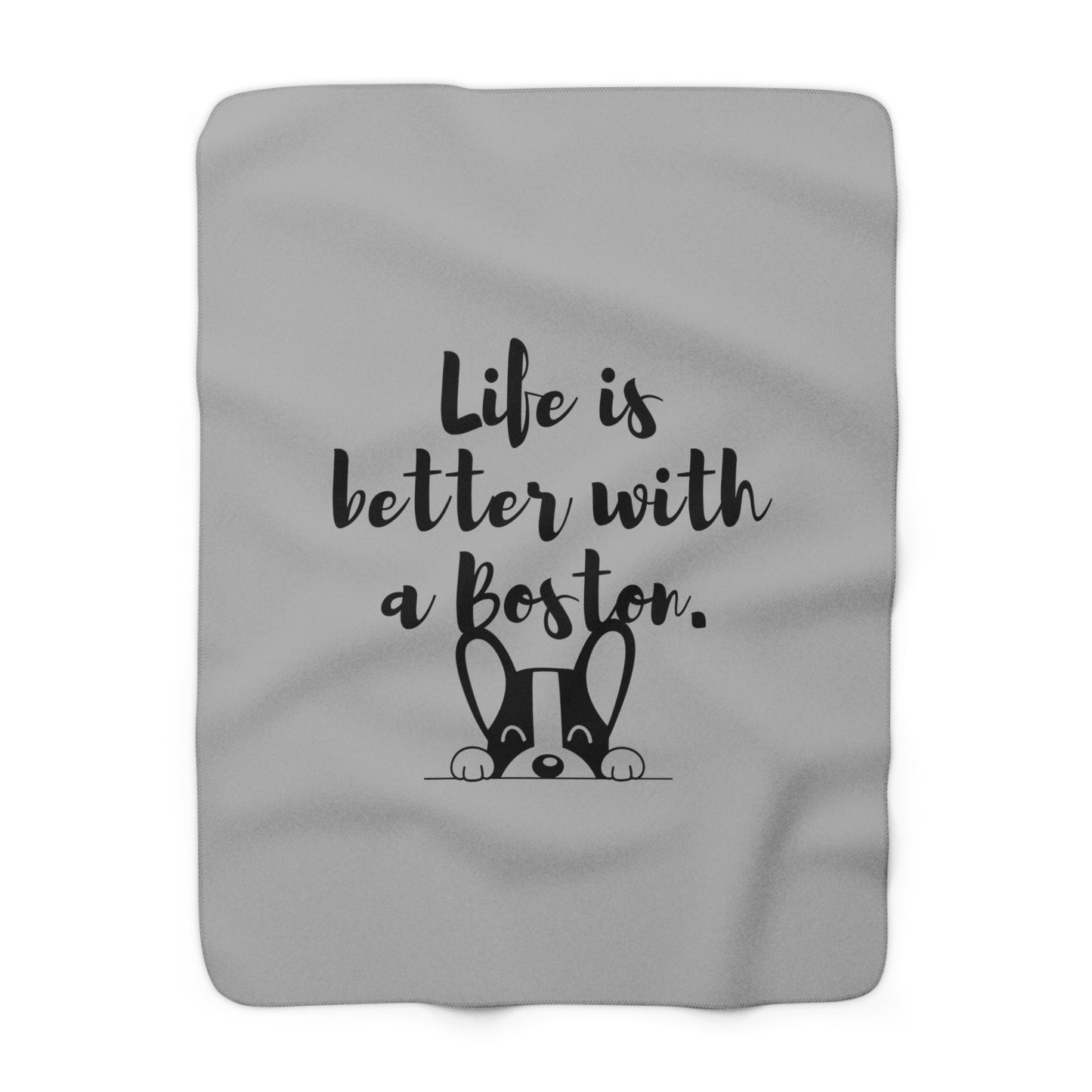 Better with a Boston Sherpa Fleece Throw Blanket